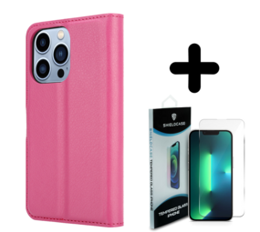Shieldcase 14 Pro wallet case (roze)   + Screenprotector - Batch 1 (05-2023)