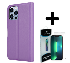 Shieldcase 14 Pro Max wallet case (paars)  + Screenprotector - Batch 1 (05-2023)
