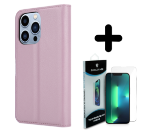 Shieldcase 14 Pro wallet case (lichtroze)  + Screenprotector - Batch 1 (05-2023)