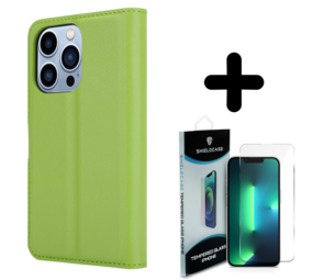 Shieldcase 14 Pro wallet case (groen)  + Screenprotector - Batch 1 (05-2023)