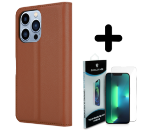 Shieldcase 14 Pro Max wallet case (bruin)  + Screenprotector - Batch 1 (05-2023)