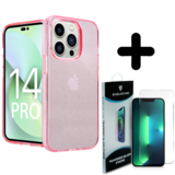 Shieldcase 14 Pro TPU Glitter case (roze) + Screenprotector - Batch 1 (05-2023)
