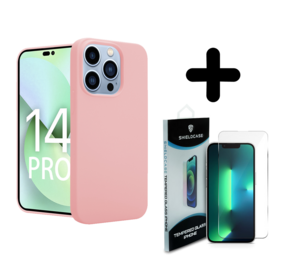 Shieldcase 14 Pro silicone case (roze) + Screenprotector - Batch 1 (05-2023)