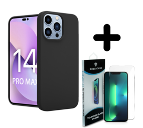 Shieldcase 14 Pro Max silicone case (zwart) + Screenprotector - Batch 1 (05-2023)