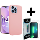 Shieldcase 14 Pro Max silicone case (roze) + Screenprotector - Batch 1 (05-2023)
