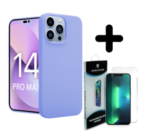 Shieldcase 14 Pro Max silicone case (paars) + Screenprotector - Batch 1 (05-2023)