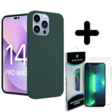 Shieldcase 14 Pro Max silicone case (donkergroen) + Screenprotector - Batch 1 (05-2023)