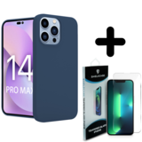 Shieldcase 14 Pro Max silicone case (donkerblauw) + Screenprotector - Batch 1 (05-2023)