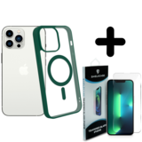Shieldcase 14 Pro Magsafe hoesje transparant gekleurde rand (groen) + Screenprotector - Batch 1 (05-2023)