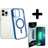 Shieldcase 14 Pro Magsafe hoesje transparant gekleurde rand (blauw) + Screenprotector - Batch 1 (05-2023)