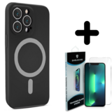 Shieldcase 14 Pro Max Magsafe hoesje siliconen zijde (zwart) + Screenprotector - Batch 1 (05-2023)