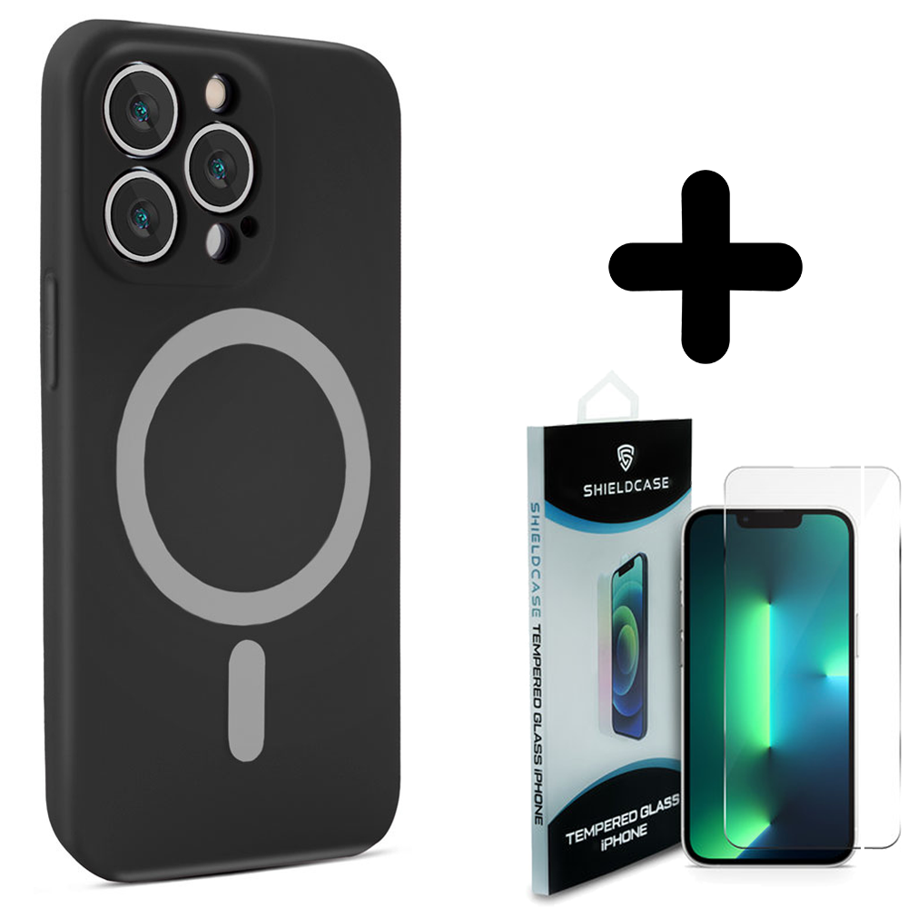 Shieldcase ShieldCase geschikt voor iPhone 14 Pro Magsafe hoesje siliconen zijde (zwart) + ShieldCase screenprotector - beschermglas iPhone bescherming - iPhone case bescherm hoesje + Screenprotector Shieldcase ShieldCase geschikt voor iPhone 14 Pro Magsafe hoesje siliconen zijde (zwart) + ShieldCase screenprotector - beschermglas iPhone bescherming - iPhone case bescherm hoesje + Screenprotector