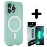 Shieldcase 14 Pro Max Magsafe hoesje siliconen zijde (mintgroen) + Screenprotector - Batch 1 (05-2023)