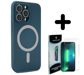 Shieldcase 14 Pro Magsafe hoesje siliconen zijde (blauw) + Screenprotector - Batch 1 (05-2023)