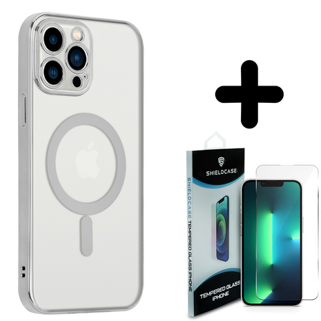 Shieldcase ShieldCase geschikt voor iPhone 14 Pro Max hoesje transparant Magsafe metal coating (zilver) + ShieldCase screenprotector - beschermglas iPhone bescherming - iPhone case bescherm hoesje + Screenprotector Shieldcase ShieldCase geschikt voor iPhone 14 Pro Max hoesje transparant Magsafe metal coating (zilver) + ShieldCase screenprotector - beschermglas iPhone bescherming - iPhone case bescherm hoesje + Screenprotector