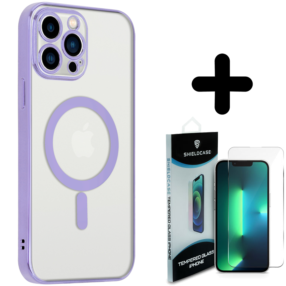 Shieldcase ShieldCase geschikt voor iPhone 14 Pro Max hoesje transparant Magsafe metal coating (paars) + ShieldCase screenprotector - beschermglas iPhone bescherming - iPhone case bescherm hoesje + Screenprotector Shieldcase ShieldCase geschikt voor iPhone 14 Pro Max hoesje transparant Magsafe metal coating (paars) + ShieldCase screenprotector - beschermglas iPhone bescherming - iPhone case bescherm hoesje + Screenprotector