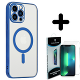Shieldcase 14 Pro hoesje transparant Magsafe metal coating (donkerblauw) + Screenprotector - Batch 1 (05-2023)