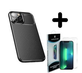 Shieldcase 14 Pro Max Carbon Fiber Case (zwart) + Screenprotector - Batch 1 (05-2023)