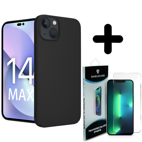 Shieldcase Shieldcase geschikt voor iPhone 14 Plus ultra thin case (zwart) + ShieldCase screenprotector - beschermglas iPhone bescherming - iPhone case bescherm hoesje + Screenprotector