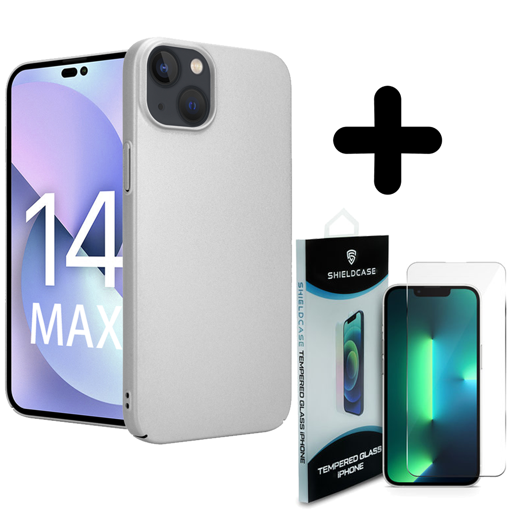 Shieldcase Shieldcase geschikt voor iPhone 14 Plus ultra thin case (zilver) + ShieldCase screenprotector - beschermglas iPhone bescherming - iPhone case bescherm hoesje + Screenprotector