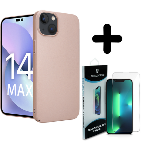 Shieldcase Shieldcase geschikt voor iPhone 14 Plus ultra thin case (rosé goud) + ShieldCase screenprotector - beschermglas iPhone bescherming - iPhone case bescherm hoesje + Screenprotector