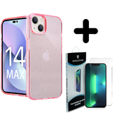 Shieldcase 14 Plus TPU Glitter case (roze) + Screenprotector - Batch 1 (05-2023)