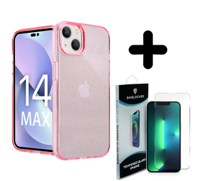Shieldcase 14 Plus TPU Glitter case (roze) + Screenprotector - Batch 1 (05-2023)