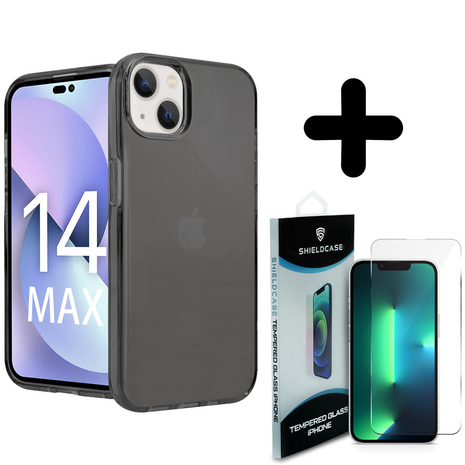 Shieldcase ShieldCase geschikt voor iPhone 14 Plus TPU case (zwart) + ShieldCase screenprotector - beschermglas iPhone bescherming - iPhone case bescherm hoesje + Screenprotector