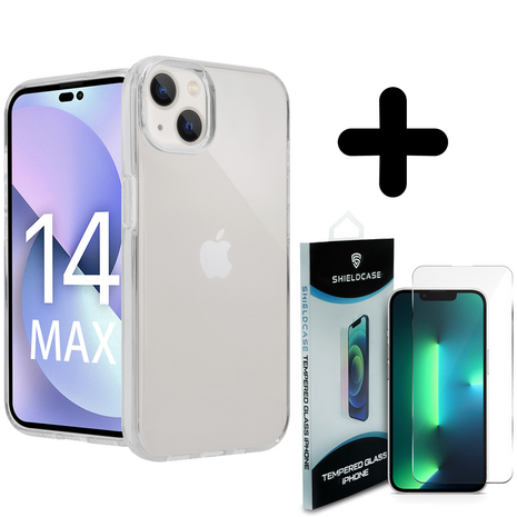 Shieldcase ShieldCase geschikt voor iPhone 14 Plus TPU case (transparant) + ShieldCase screenprotector - beschermglas iPhone bescherming - iPhone case bescherm hoesje + Screenprotector