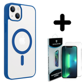 Shieldcase 14 Plus Magsafe hoesje transparant gekleurde rand (blauw) + Screenprotector - Batch 1 (05-2023)