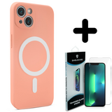 Shieldcase 14 Plus Magsafe hoesje siliconen zijde (roze) + Screenprotector - Batch 1 (05-2023)