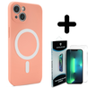 Shieldcase ShieldCase geschikt voor iPhone 14 Plus Magsafe hoesje siliconen zijde (roze) + ShieldCase screenprotector - beschermglas iPhone bescherming - iPhone case bescherm hoesje + Screenprotector Shieldcase ShieldCase geschikt voor iPhone 14 Plus Magsafe hoesje siliconen zijde (roze) + ShieldCase screenprotector - beschermglas iPhone bescherming - iPhone case bescherm hoesje + Screenprotector