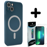 Shieldcase 14 Magsafe hoesje siliconen zijde (blauw) + Screenprotector - Batch 1 (05-2023)