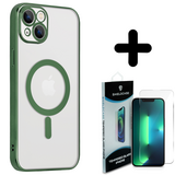 Shieldcase 14 Plus hoesje transparant Magsafe metal coating (donkergroen) + Screenprotector - Batch 1 (05-2023)