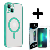 Shieldcase 14 hoesje transparant Magsafe metal coating (groen) + Screenprotector - Batch 1 (05-2023)