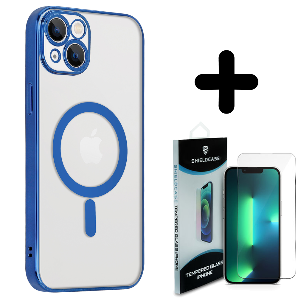 Shieldcase ShieldCase geschikt voor iPhone 14 hoesje transparant Magsafe metal coating (donkerblauw) + ShieldCase screenprotector - beschermglas iPhone bescherming - iPhone case bescherm hoesje + Screenprotector Shieldcase ShieldCase geschikt voor iPhone 14 hoesje transparant Magsafe metal coating (donkerblauw) + ShieldCase screenprotector - beschermglas iPhone bescherming - iPhone case bescherm hoesje + Screenprotector