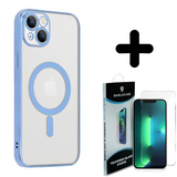 Shieldcase 14 hoesje transparant Magsafe metal coating (blauw) + Screenprotector - Batch 1 (05-2023)