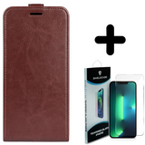 Shieldcase 14 Flip case bruin leer  + Screenprotector - Batch 1 (05-2023)