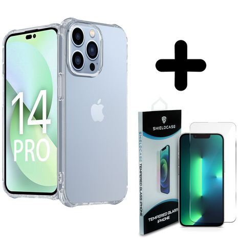 Shieldcase ShieldCase geschikt voor iPhone 14 Pro Max Anti-Yellowing TPU shock case (transparant) + ShieldCase screenprotector - beschermglas iPhone bescherming - iPhone case bescherm hoesje + Screenprotector