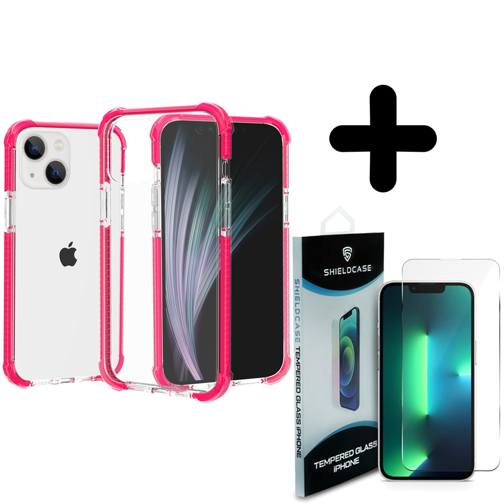 Shieldcase ShieldCase Bumper shock case geschikt voor iPhone 14 (roze)  + ShieldCase screenprotector - beschermglas iPhone bescherming - iPhone case bescherm hoesje + Screenprotector