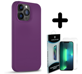 Coverzs Solid silicone case 14 Pro Max (paars) + Screenprotector - Batch 1 (05-2023)