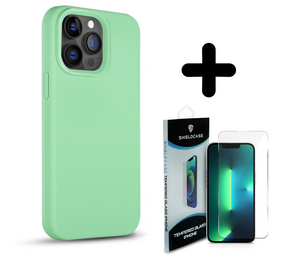 Coverzs Solid silicone case 14 Pro Max (mint) + Screenprotector - Batch 1 (05-2023)