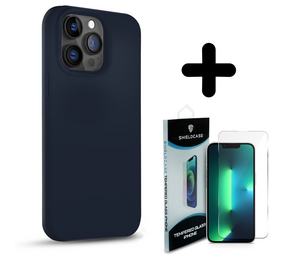 Coverzs Solid silicone case 14 Pro Max (marine blauw) + Screenprotector - Batch 1 (05-2023)