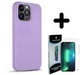 Coverzs Solid silicone case 14 Pro Max (lichtpaars) + Screenprotector - Batch 1 (05-2023)