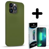 Coverzs Solid silicone case 14 Pro Max (legergroen) + Screenprotector - Batch 1 (05-2023)