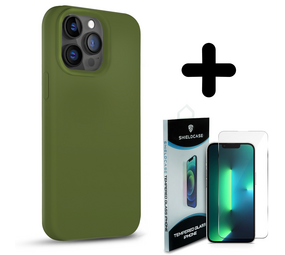Coverzs Solid silicone case 14 Pro Max (legergroen) + Screenprotector - Batch 1 (05-2023)