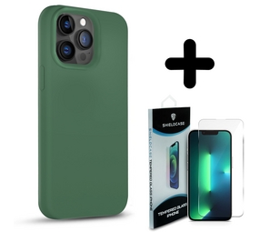 Coverzs Solid silicone case 14 Pro Max (dennengroen) + Screenprotector - Batch 1 (05-2023)
