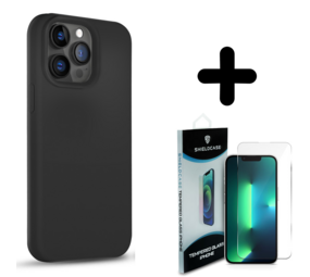 Coverzs Solid silicone case 14 Pro (zwart) + Screenprotector - Batch 1 (05-2023)