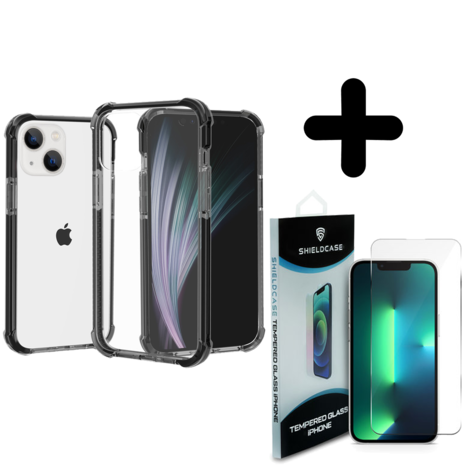 Shieldcase ShieldCase Bumper shock case geschikt voor iPhone 14 Plus (zwart)  + ShieldCase screenprotector - beschermglas iPhone bescherming - iPhone case bescherm hoesje + Screenprotector