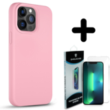 Coverzs Solid silicone case 14 Pro (roze) + Screenprotector - Batch 1 (05-2023)